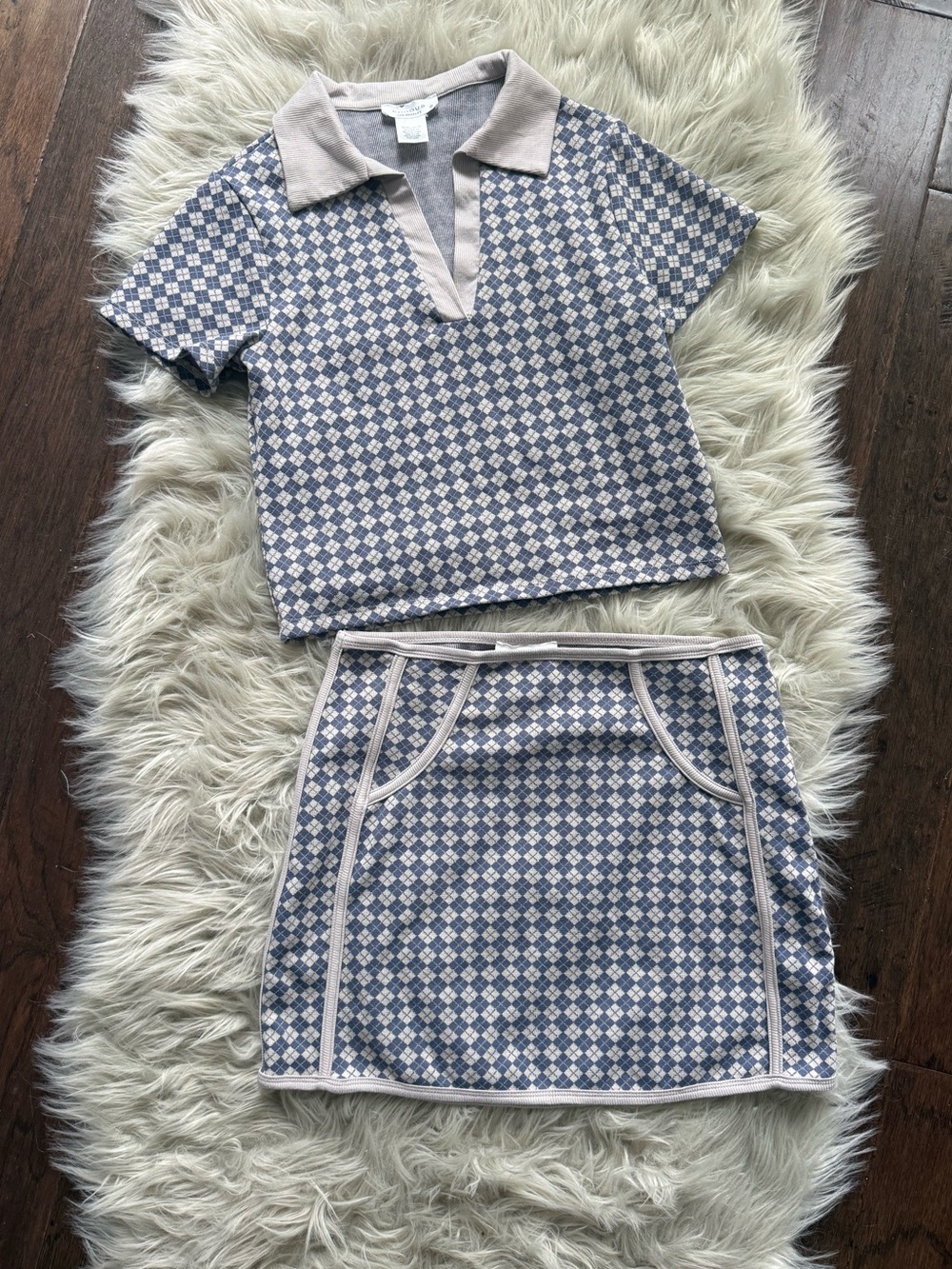 Kirious Los Angeles Knit Polo Top and Skirt Set